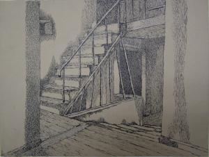 Sketch for the film "Gentlemen Officers" ("Duel"), unrealized. 1937. P., ink, pen. 19.5x26.