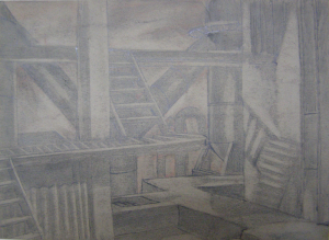 Shop. Sketch for the movie "Father and Son". 1941. P., graphite pencil. 18x24.2.