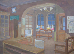 Sketch for the movie "Botagoz". 1957. Cardboard, oil. 30х41,5.