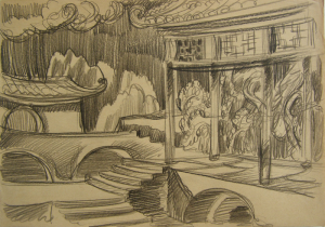 Chinese Motif. Sketch for the movie "Jump into the Unknown." 1973. P., graphite pencil. 21x30.