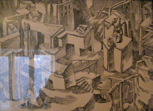 Разрушенный город. 1961. Б., тушь, перо. 41х59 или 1964. 37х60.
