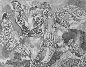 Змея и львенок (щенок). 1963. Б., тушь, перо. 42х51.