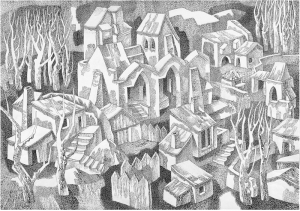 Монастырек. 1970. Б., тушь, перо. 44х64.