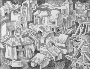 Пустой город. 1970. Б., тушь, перо. 50х65.