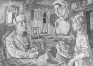 Стакан молока. 1975. Б., тушь, перо. 40х60.