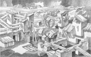 Опыты V. 1980. Б., тушь, перо. 48х76.
