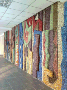 Panel in the lobby of the administrative building of "Kazakhfilm". 1979. Smalt.