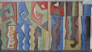 Detail of the panel in the lobby of the administrative building of the "Kazakhfilm" studio. 1979. Smalt.