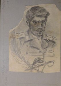 Портрет сослуживца. 1915. Бум., графитный карандаш.